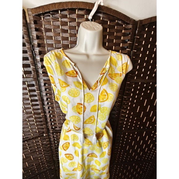 Beach Lunch Lounge Womens Yellow Summer Maxi Sleeveless Dress pullover Size L - Picture 2 of 12